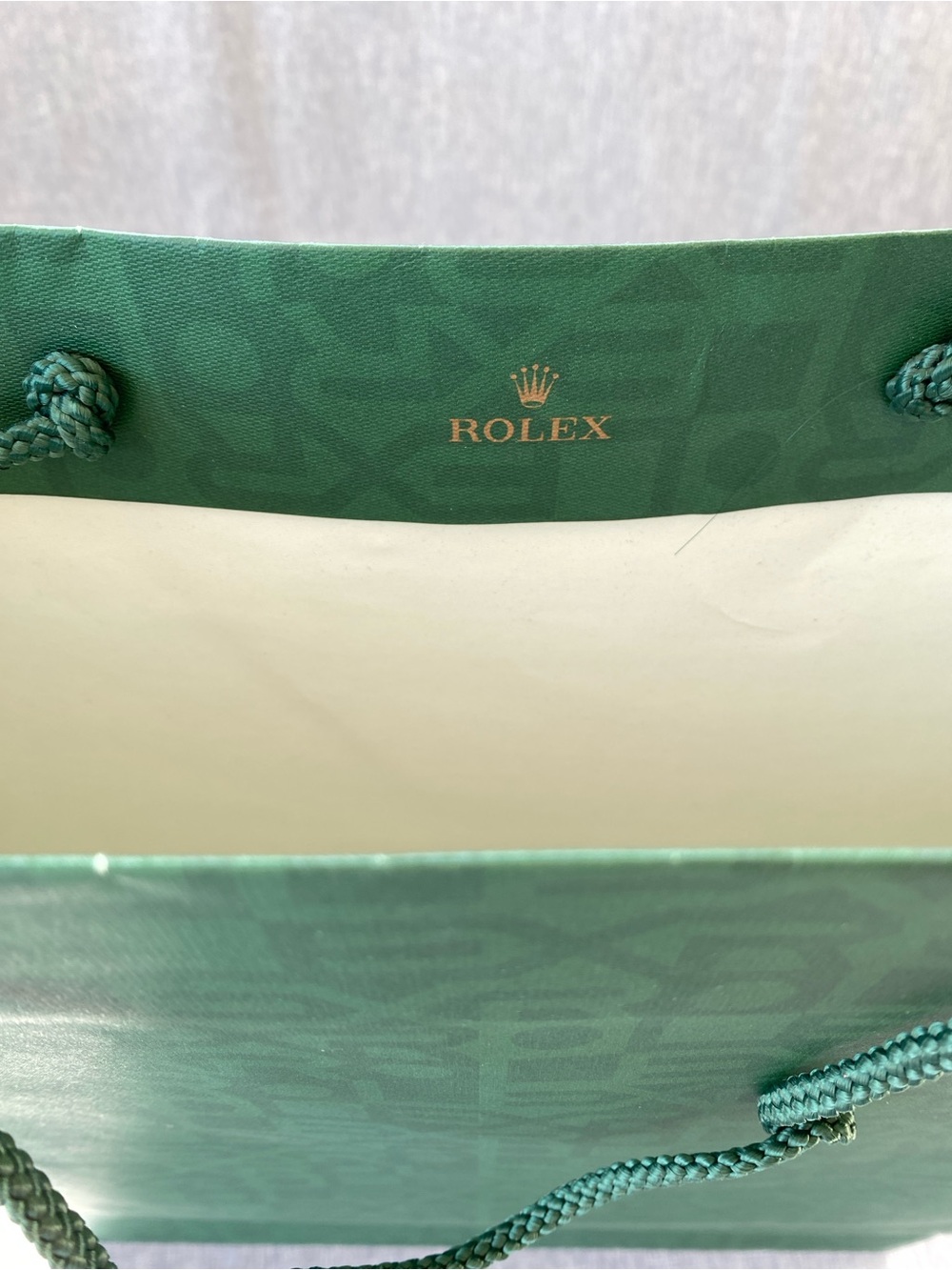 Authentic Rolex | Green Monogram Logo Pattern Shopping Bag Gift Storage Large - Picture 6 of 16